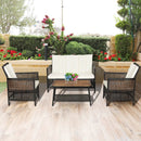 4 Pieces Patio Rattan Furniture Set with 2-Tier Coffee Table-White by LJGDeals