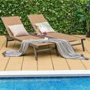 2-Person Patio Chaise Lounge with Middle Panel-Brown by LJGDeals