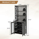 Tall Freestanding Bar Cabinet Buffet with Glass Holder and Adjustable Shelf-Gray by LJGDeals