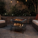 Outdoor Wood Burning Fire Pit with Log Storage Rack and Wheels by LJGDeals