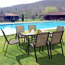 6 Pieces Patio Stackable Dining Chairs with Curved Armrests and Breathable Fabric by LJGDeals