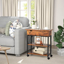 Lift Top End Table with Charging Station and Universal Wheels-Rustic Brown by LJGDeals