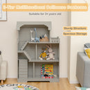 Kids Wooden Dollhouse Bookshelf with Anti-Tip Design and Storage Space