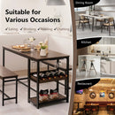 3 Pieces Dining Table Set for 4 with Wine Rack-Brown by LJGDeals