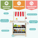 Kids Wooden Ice Cream Cart with Chalkboard and Storage-Red