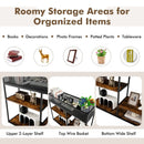 4-Tier Industrial Console Table with Wire Basket and shelf-Rustic Brown by DirectDeals