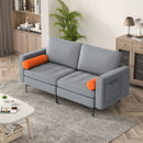 Modern Loveseat Sofa with 2 Bolsters and Side Storage Pocket-Gray by LJGDeals