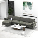 Extra Large L-shaped Sectional Sofa with Reversible Chaise and 2 USB Ports for 4-5 People by LJGDeals