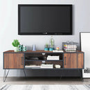 Retro Modern TV Stand with 6 Metal Legs for TVs up to 65 Inch with 2 Cable Holes by LJGDeals