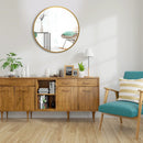 16-inch Round Wall Mirror with Aluminum Alloy Frame by LJGDeals