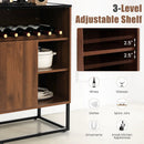 Wine Storage Cabinet Buffet Sideboard with Adjustable Shelf and Sliding Door-Brown by LJGDeals