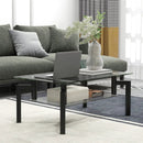 2-Tier Rectangular Glass Coffee Table with Metal Tube Legs-Black by LJGDeals