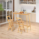 24 Inch Set of 2 Bamboo Folding Barstools with Footrests and Handles-Natural by LJGDeals