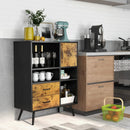 Industrial Buffet Sideboard Kitchen Cupboard with Cubbies Drawers-Rustic Brown by LJGDeals