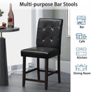 Set of 2 Bar Stools with Rubber Wood Legs and Button-Tufted Back by LJGDeals