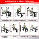 Adjustable Weight Bench and Barbell Rack Set with Weight Plate Post by LJGDeals