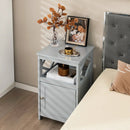 Bathroom Floor Cabinet Side Storage Organizer with Open Shelf and Single Door-Gray by LJGDeals