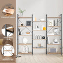 Large Triple Wide Floor Standing Bookcase Display Shelf with Metal Frame-Rustic Brown by LJGDeals