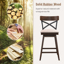 Set of 2 Wooden Swivel Bar Stools with Cushioned Seat and Open X Back by LJGDeals
