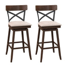 Set of 2 Wooden Swivel Bar Stools with Cushioned Seat and Open X Back by LJGDeals