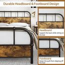 Queen Size Industrial Metal Platform Bed Frame Headboard Mattress Foundation by DirectDeals
