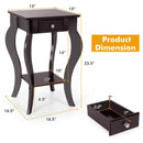 2-Tier End Table with Drawer and Shelf for Living Room Bedroom by LJGDeals