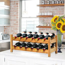 2-Tier 12 Bottles Bamboo Storage Shelf Wine Rack by LJGDeals