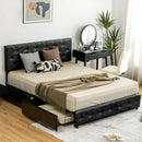 Full/Queen PU Leather Upholstered Platform Bed with 4 Drawers by LJGDeals