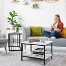 Set of 2 Nesting End Tables with Storage Shelf-White by LJGDeals