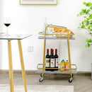 2-tier Kitchen Rolling Cart with Steel Frame and Lockable Casters-Gray by LJGDeals