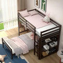 Twin Over Twin Loft Bunk Bed with Bookcase by LJGDeals