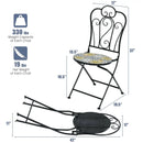 2-Pieces Mosaic Folding Bistro Chairs with Ceramic Tiles Seat by LJGDeals