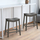 Set of 2 PU Leather Saddle Bar Stools with Rubber Wood Legs by LJGDeals