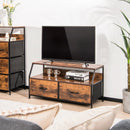 Dresser TV Stand with 2 Folding Fabric Drawers and Open Shelves-Rustic Brown by LJGDeals