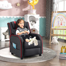 Kids Recliner Chair with Side Pockets and Footrest-Red