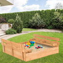 Kids Wooden Sandbox with 2 Foldable Bench Seats by LJGDeals