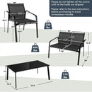 4 Pieces Patio Furniture Set with Armrest Loveseat Sofas and Glass Table Deck by LJGDeals