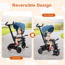 4-in-1 Baby Tricycle Toddler Trike with Convertible Seat-Blue