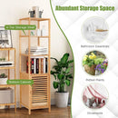 4 Tiers Slim Bamboo Floor Storage Cabinet with Shutter Door and Anti-Toppling Device-Natural by LJGDeals
