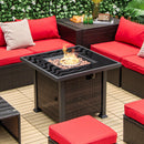 32 Inch Square Propane Fire Pit Table with Lava Rocks Cover by DirectDeals