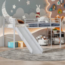 Twin Metal Loft Bed with Slide Safety Guardrails and Built-in Ladder by LJGDeals