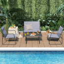 4 Pieces of Metal Patio Furniture Chat Set with Tempered Glass Coffee Table by LJGDeals