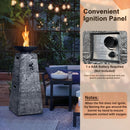 48 Inch Propane Fire Bowl Column with Lava Rocks and PVC Cover-Gray by LJGDeals
