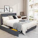 Full/Queen Size Upholstered Bed Frame with 4 Storage Drawers by LJGDeals
