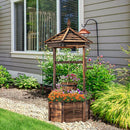 Rustic Wooden Wishing Well with Adjustable Hanging Bucket-Brown by LJGDeals