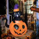 5 Feet Inflatable Halloween Pumpkin with Witch's Black Cat by LJGDeals