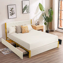 Full Size/Queen Size Upholstered Bed Frame with Adjustable Headboard and 4 Drawers by LJGDeals