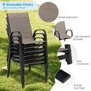 6 Pieces Patio Stackable Dining Chairs with Curved Armrests and Breathable Fabric by LJGDeals