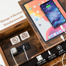 Lift Top End Table with Charging Station and Universal Wheels-Rustic Brown by DirectDeals