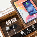 Lift Top End Table with Charging Station and Universal Wheels-Rustic Brown by LJGDeals